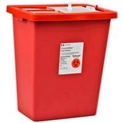 Sharps Collector, 18 Gallon, Red, Sliding Lid, Biomax™, 5/Case