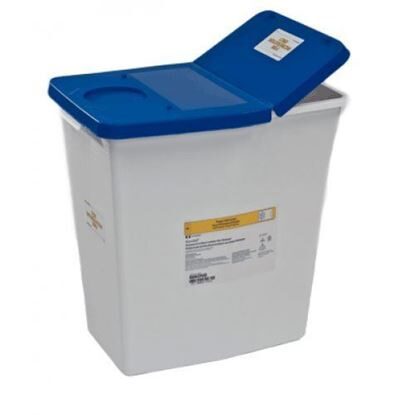Waste Collector, Pharmaceutical, 12 Gallon, White/Blue, Gasketed w/absorbent pad, Each
