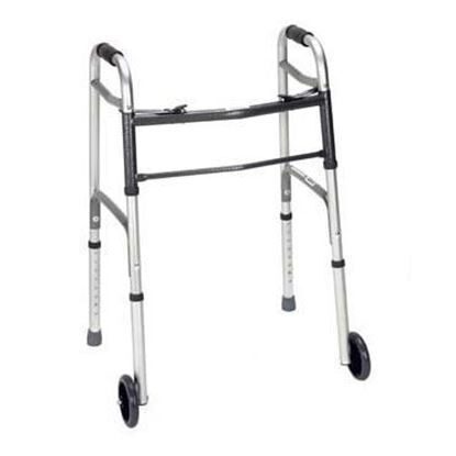 Walker, Folding Adjustable, 2 x 5" wheels,  22" Width, Aluminum  300lb  Each