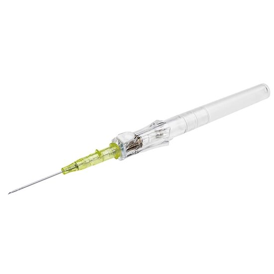 Insyte™ Autoguard™ Blood Control Peripheral IV Catheter, 24G x 3/4" Yellow Straight Hub, With Push-button Shielding, 50/Box