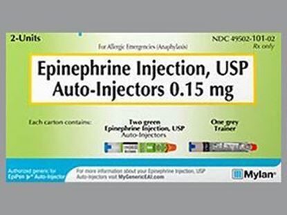 Epinephrine Injection, USP, 0.15mg, 1:2,000, UD, Auto-Injector, 2/Box