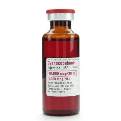 Cyanocobalamin, Vitamin B-12, 1,000 mcg/mL, MDV, 30mL/Vial