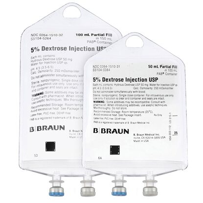 5% Dextrose IV Solution Injection, PAB® Partial Additive Bag, Latex/PVC/DEHP-free