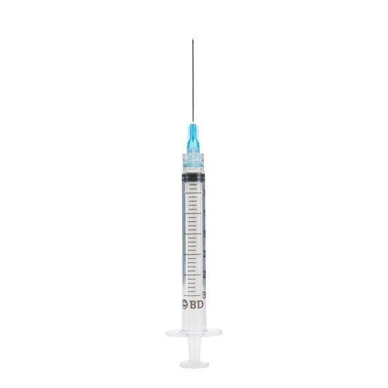 Syringe & Needle, Luer Lock, 3cc, 25G x 1, 100/box