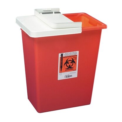 SharpSafety™ Nestable Sharps Container 8 Gallon, Hinged Locking Lid, Each