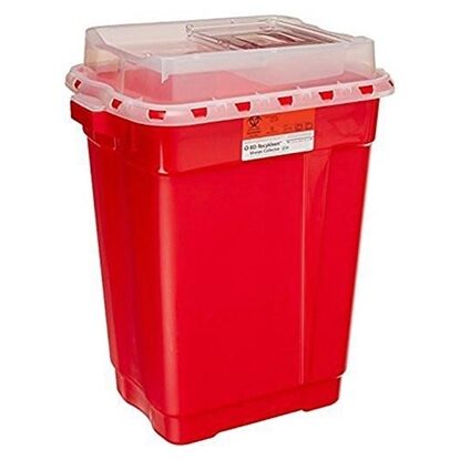 Sharps Collector, 19 Gallon, Red with Slide Top,  5/Case
