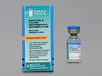 Vaccine, Hepatitis B, Adult, Dialysis Formulation, 40mcg/mL,  SDPF, Recombivax HB®, 1mL Vial  Non-Returnable