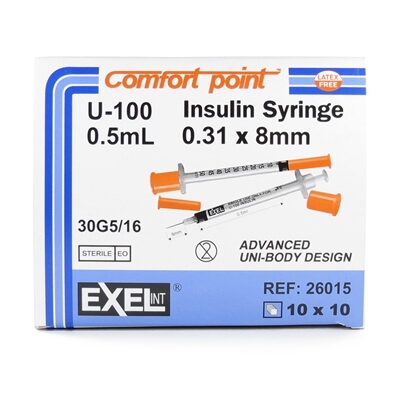 Comfort Point™ Insulin Syringe With Needle 0.5cc 30G x 5/16", 100/Box