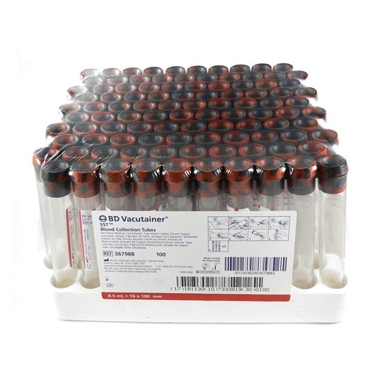 Vacutainer® SST™ Blood Collection Tube with Clot Activator, Red/Gray, 8.5 mL, 100/Package