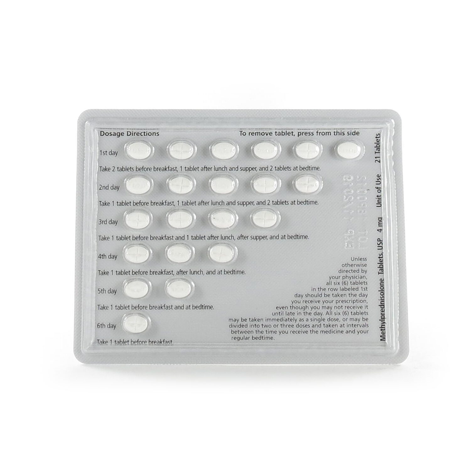 Methylprednisolone, 4mg, DosePack, 21 Tablets/Box McGuff