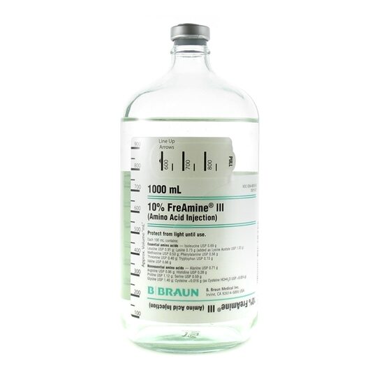 FreAmine® III 10% Amino Acid Injection, 1000 mL Glass, 6/Case