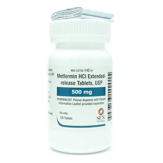 Metformin HCl ER 500mg 100 TabletsBottle