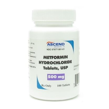 Metformin, 500mg, 100 Tablets/Bottle