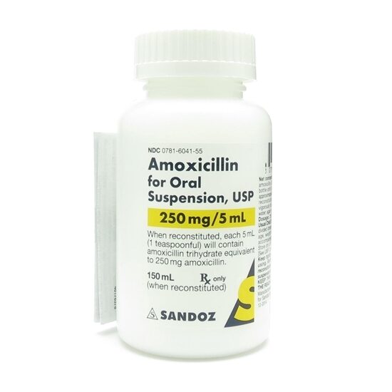 Amoxicillin 250mg Powder Suspension 150mL Bottle