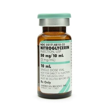 Nitroglycerin, 5mg/mL, SDV, 10mL, 25 Vials/Tray