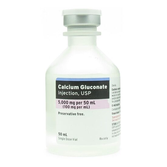 Calcium Gluconate 10 100mgmL SDV 50mL Glass Vial