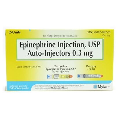 Epinephrine Injection, USP,  0.3mg, 1:1000 UD, Auto-Injector, 2/Box