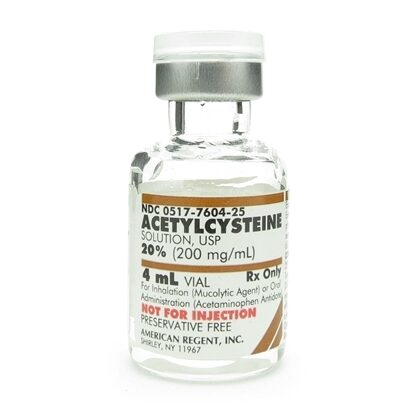 Acetylcysteine, 20%, 200mg/mL, Inhalation, SDV, 4mL/vial  Each