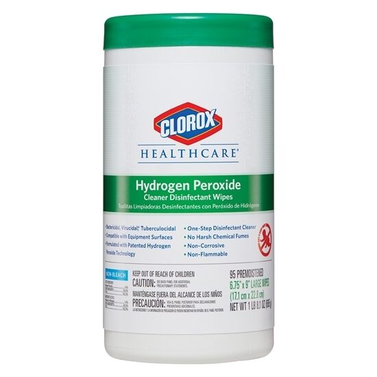 Hydrogen Peroxide Disinfectant Wipes for Surfaces 14  Clorox  65x9 Pull ups 95Container