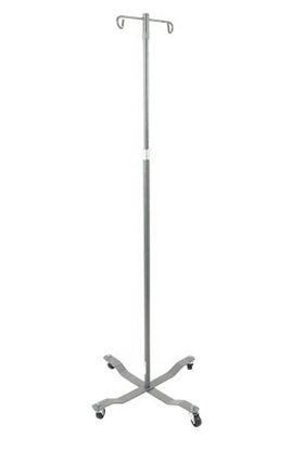 IV Stand, 2-Hook, 4-Leg, Twist-Lock, Chrome Plated Steel Base,  extends to 92", Each