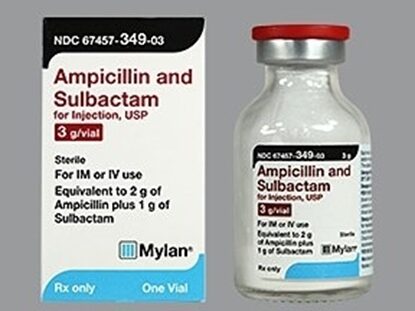 Ampicillin Sodium/Sulbactam Sodium, IV/IM Powder, 3grams/Vial, 10 Vials/Tray
