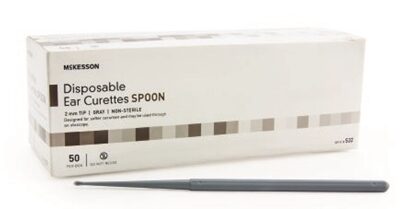 McKesson Ear Curette Handle with Grooves 2 mm Cup Tip, 50/Box