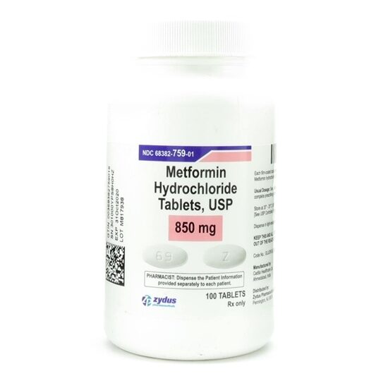 Metformin HCl 850mg100 TabletsBottle