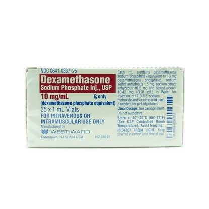 Dexamethasone Sodium Phosphate, 10mg/mL, Dosette vial w/Preservative 1mL, 25 Vials/Tray