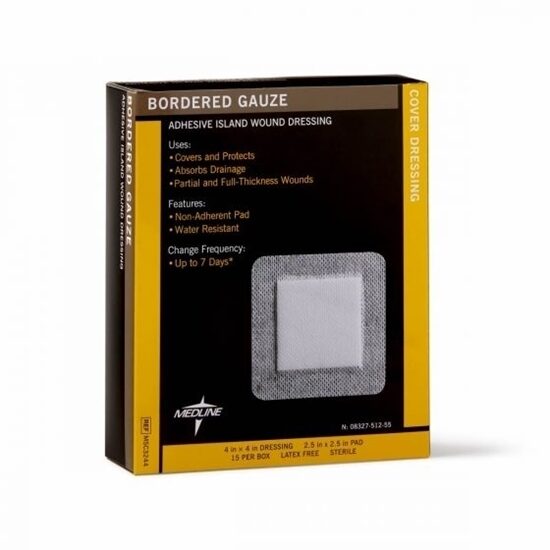 Bordered Gauze Adhesive Island Dressing 4x4  25x25 pad   15Box