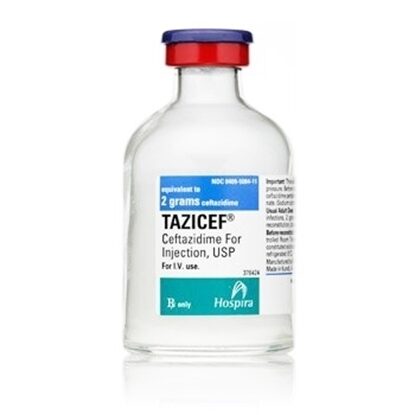 Tazicef Powder for Injection, 2Grams, SDV,  60mL, 10 Vials/Tray