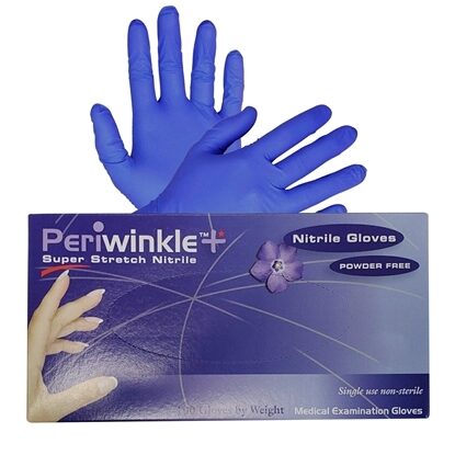Gloves, Nitrile Synthetic P/F, Periwinkle Plus, Blue, 100/Box
