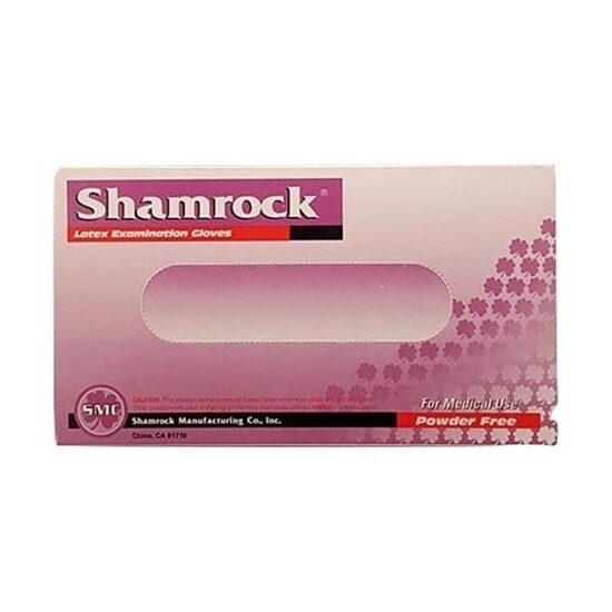 Gloves, Exam, Latex, Powder-free, Small, Shamrock, 100/Box