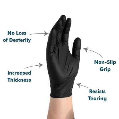 Gloves, Nitrile Synthetic, P/F 2nd Skin, Black, 100/Box