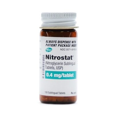 Nitrostat® (Nitroglycerin Sublingual), 0.4mg, Sublingual, 100 Tablets/Bottle