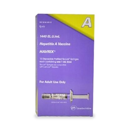 Vaccine, Hepatitis A, Havrix®, Adult 1440u, 1mL SDPF, Needleless  10 Syringes/Tray