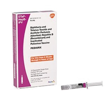 PEDIARIX DTaP/Hepatitis-B/Polio Vaccine, Prefilled Syringe 0.5 mL, 10/Tray