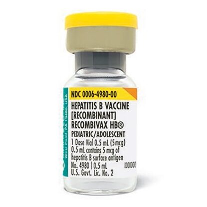 Recombivax HB Hepatitis B Virus Vaccine (Recombinant) 5 mcg, Single Dose Vial 0.5 mL, 10/Tray