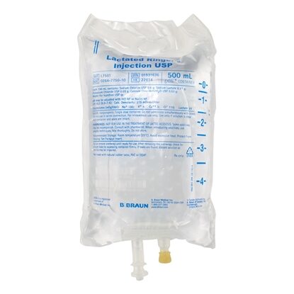 Lactated Ringer's IV Solution Injection, 500 mL Excel® Bag, Latex/PVC/DEPH-free, Each