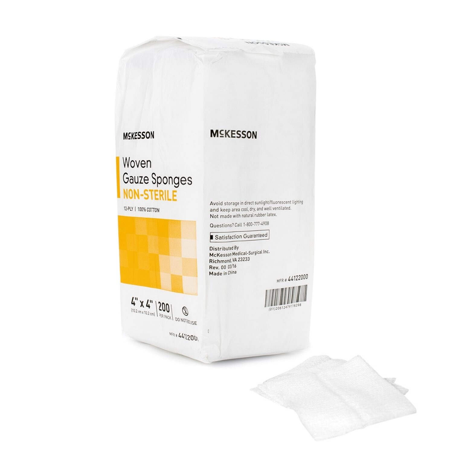 Gauze Sponge, 12Ply Non Sterile Cotton, MediPak™, 200/Package McGuff