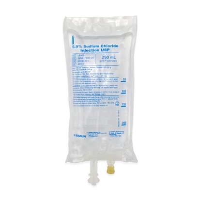 0.9% Sodium Chloride IV Solution Injection, 250 mL Excel® Bag, Latex/PVC/DEHP-free, Each