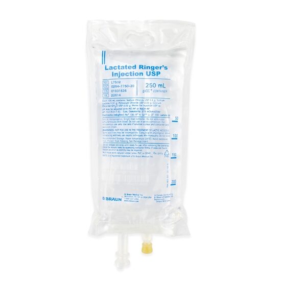 Lactated Ringer's IV Solution Injection, 250 mL Excel® Bag, Latex/PVC/DEPH-free, Each