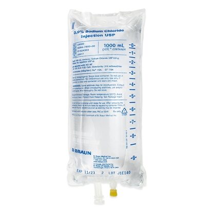 0.9% Sodium Chloride IV Solution Injection, 1000 mL Excel® Bag, Latex/PVC/DEPH-free, 12/Case