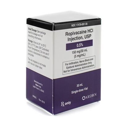 Ropivacaine HCL, 0.5% (5mg/mL), SDV, 30mL/Vial