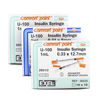Comfort Point™ Insulin Syringe With Needle, 100/Box