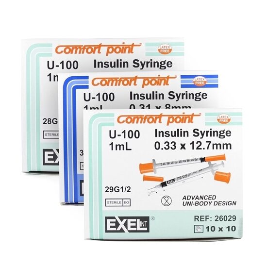 Insulin Syringe Exel Comfort Point 100Box