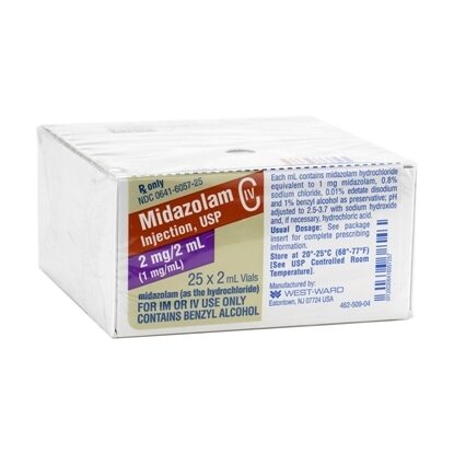 Midazolam [C-IV], 1mg/mL, MDV, 2mL, 25 Vials/Tray