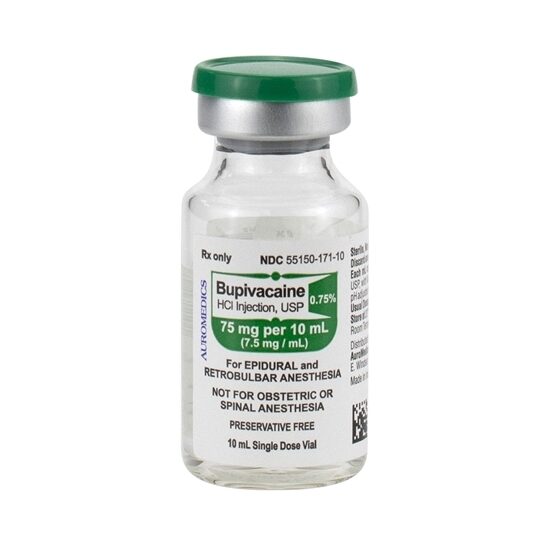 Bupivacaine HCl 075 SDV 10mL 25 VialsTray