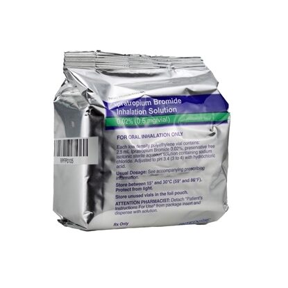Ipratropium Bromide, 0.02%, Inhalation Solution, 2.5mL, 25 Vials/Tray