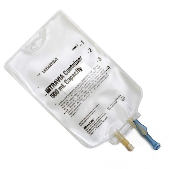 Container Empty IV Bag INTRAVIA PVC Ports  500mL 48Case