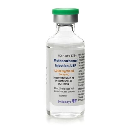 Methocarbamol Injection, USP, 100mg/mL  SDV  10mL/vial, 10 vials/Tray